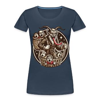 Krampus with naughty children Christmas - Women's Premium Organic T-Shirt - navy - Front - Mia (176cm)