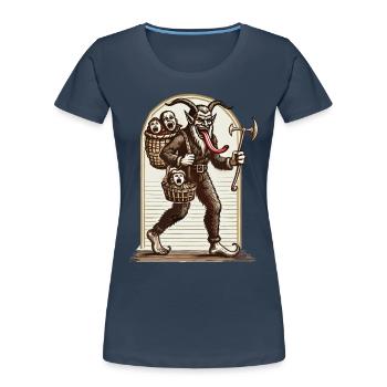 Krampus effrayant avec des enfants coquins - T-shirt bio Premium Femme - bleu marine - Devant - Mia (176cm)