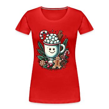 Christmas Hot Chocolate with Cinnamon - Women's Premium Organic T-Shirt - navy - Front - Mia (176cm)