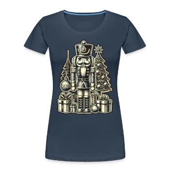Christmas Nutcracker with Christmas Tree - Women's Premium Organic T-Shirt - navy - Front - Mia (176cm)