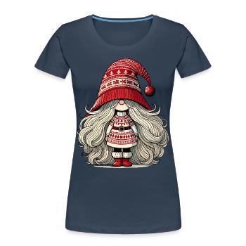 Noël Gnome Femme Gnome Festif Fille - T-shirt bio Premium Femme - bleu marine - Devant - Mia (176cm)