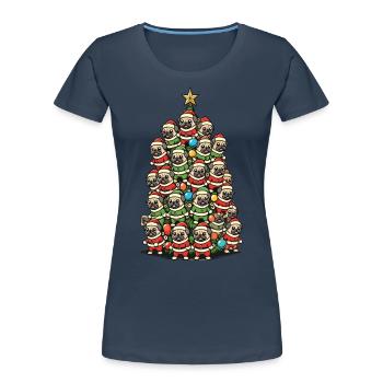 Arbre de Noël Merry Carlin - T-shirt bio Premium Femme - bleu marine - Devant - Mia (176cm)