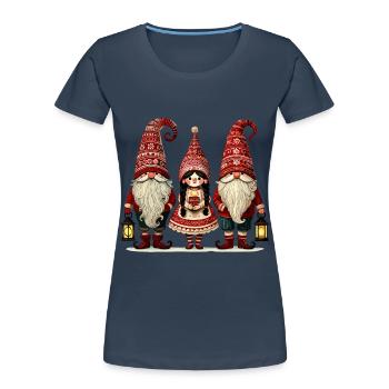Weihnachtliche Gnome Süße Wichtel Zwerge - Frauen Premium Bio T-Shirt - Navy - Vorne - Mia (176cm)