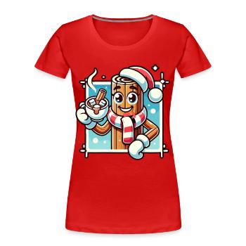 Heiße Schokolade Mit Zimt Cartoon Winterfreude - Frauen Premium Bio T-Shirt - Navy - Vorne - Mia (176cm)