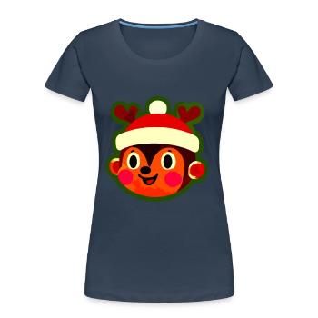 Fröhlicher Rentier Affe Weihnachtsspaß - Frauen Premium Bio T-Shirt - Navy - Vorne - Mia (176cm)