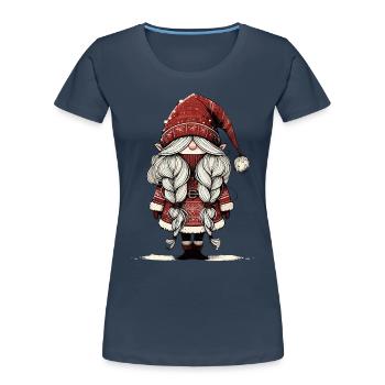 Cute Christmas elf in scandinavian style - Women's Premium Organic T-Shirt - navy - Front - Mia (176cm)