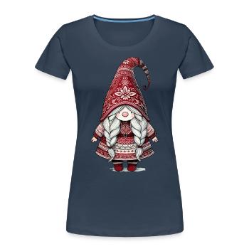 Cute Christmas elf in scandinavian style - Women's Premium Organic T-Shirt - navy - Front - Mia (176cm)
