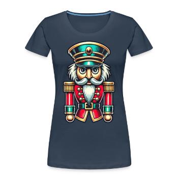 Weihnachtlicher Nussknacker Stilvoll Klassisch - Frauen Premium Bio T-Shirt - Navy - Vorne - Mia (176cm)