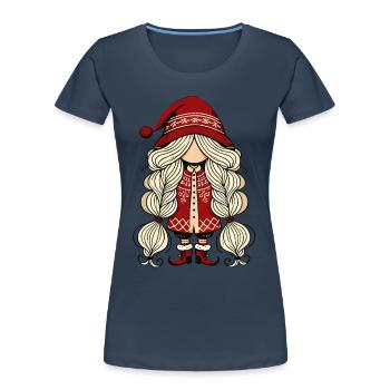 Christmas gnome in Scandinavian style - Women's Premium Organic T-Shirt - navy - Front - Mia (176cm)