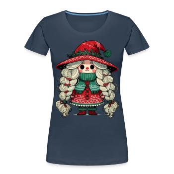 Festliches Wichtel Mädchen Im Skandinavischen - Frauen Premium Bio T-Shirt - Navy - Vorne - Mia (176cm)