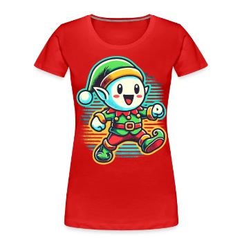 Joyeux Noël Gnome Dessin Animé - T-shirt bio Premium Femme - bleu marine - Devant - Mia (176cm)
