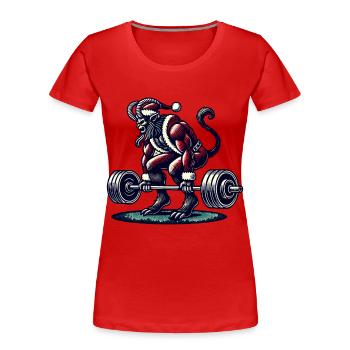 Christmas Krampus Bodybuilder Muscle Training - Women's Premium Organic T-Shirt - navy - Front - Mia (176cm)