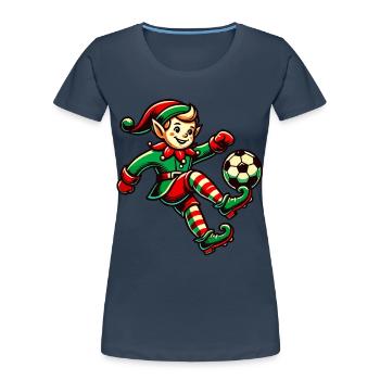 Elfe de Noël Joueur de football Noël Football - T-shirt bio Premium Femme - bleu marine - Devant - Mia (176cm)