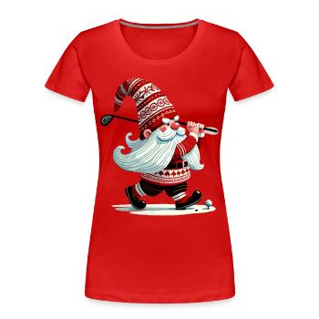 Golfer Gnome Dwarf Christmas Golfer Elf - Women's Premium Organic T-Shirt - navy - Front - Mia (176cm)