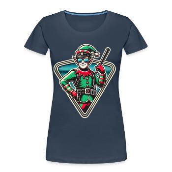 Christmas elf with sunglasses - Women's Premium Organic T-Shirt - navy - Front - Mia (176cm)