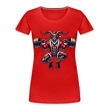 Christmas Krampus Bodybuilder Muscle Training - Women's Premium Organic T-Shirt - navy - Front - Mia (176cm)
