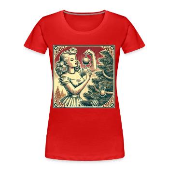 Retro Weihnachts Pin-Up Nostalgie - Frauen Premium Bio T-Shirt - Navy - Vorne - Mia (176cm)