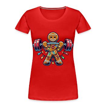 Christmas Gingerbread Bodybuilder Humor - Women's Premium Organic T-Shirt - navy - Front - Mia (176cm)