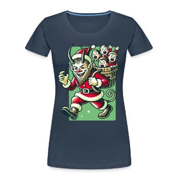 Santa Claus Krampus Naughty Children Folklore - Women's Premium Organic T-Shirt - navy - Front - Mia (176cm)
