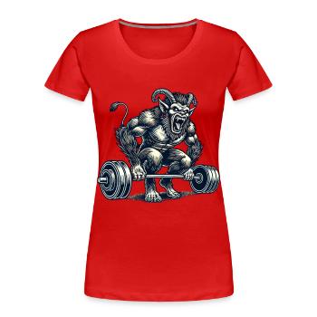 Krampus Bodybuilder Muskeltraining Winter Workout - Frauen Premium Bio T-Shirt - Navy - Vorne - Mia (176cm)