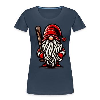 Noël Baseball Gnome Nain Fan de sport - T-shirt bio Premium Femme - bleu marine - Devant - Mia (176cm)