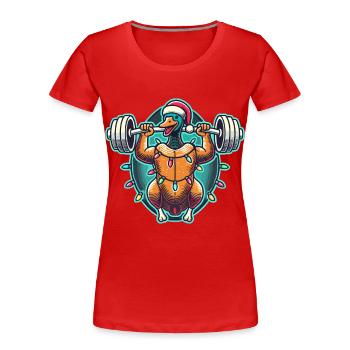 Lustige Weihnachtsgans Bodybuilding Weihnachten - Frauen Premium Bio T-Shirt - Navy - Vorne - Mia (176cm)