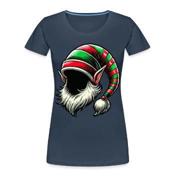 Weihnachtlicher Elfenhut mit Bart und Ohren Kostüm - Frauen Premium Bio T-Shirt - Navy - Vorne - Mia (176cm)