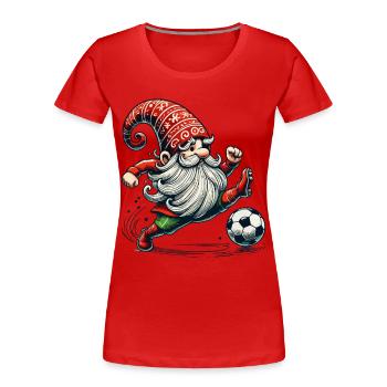 Noël Football Gnome Elfe Gnome - T-shirt bio Premium Femme - bleu marine - Devant - Mia (176cm)