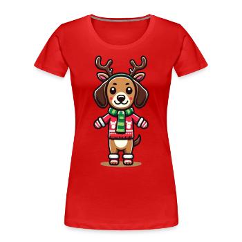 Weihnachtlicher Hund Mit Geweih Und Schal - Frauen Premium Bio T-Shirt - Navy - Vorne - Mia (176cm)