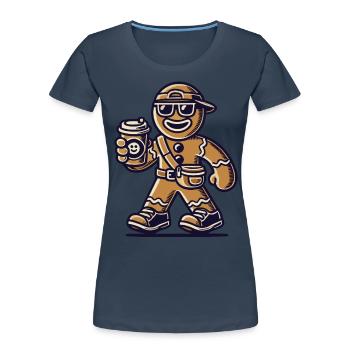 Lustiger Lebkuchen Snob für Weihnachten - Frauen Premium Bio T-Shirt - Navy - Vorne - Mia (176cm)