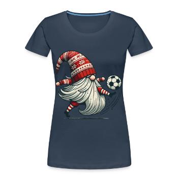 Football Gnome Noël Joueur Elfe - T-shirt bio Premium Femme - bleu marine - Devant - Mia (176cm)