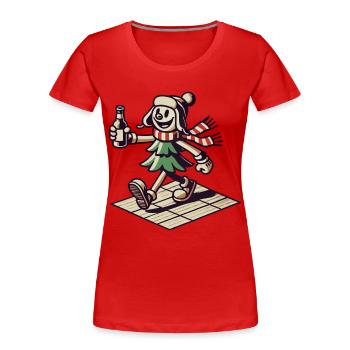 Retro Weihnachten Maskottchen Spaziergang - Frauen Premium Bio T-Shirt - Navy - Vorne - Mia (176cm)