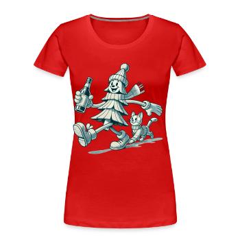 Retro Weihnachten Maskottchen Stilvoller Baum - Frauen Premium Bio T-Shirt - Navy - Vorne - Mia (176cm)