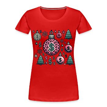 Christmas Baubles Dollar Symbols - Women's Premium Organic T-Shirt - navy - Front - Mia (176cm)