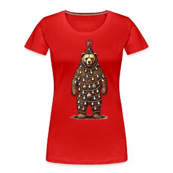 Ours de Noël avec des guirlandes lumineuses - T-shirt bio Premium Femme - bleu marine - Devant - Mia (176cm)