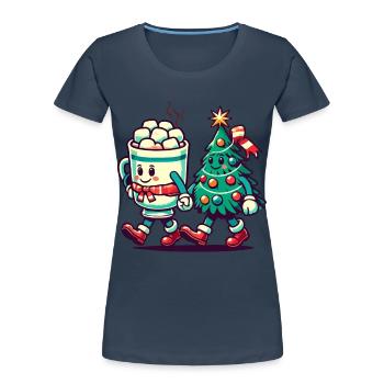 Merry Christmas Retro Style - Women's Premium Organic T-Shirt - navy - Front - Mia (176cm)