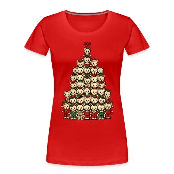 Christmas Cat Christmas Tree Joy - Women's Premium Organic T-Shirt - navy - Front - Mia (176cm)