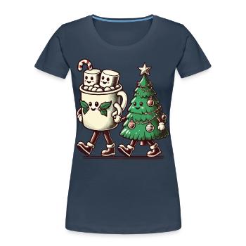 Merry Christmas Retro Style - Women's Premium Organic T-Shirt - navy - Front - Mia (176cm)