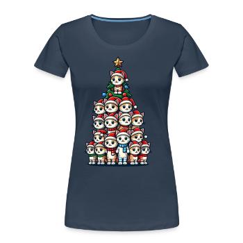 Christmas Cats Christmas Tree Fun - Women's Premium Organic T-Shirt - navy - Front - Mia (176cm)