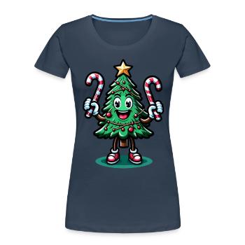 WeMerry Christmas Tree with Candy Canes Retr - Women's Premium Organic T-Shirt - navy - Front - Mia (176cm)