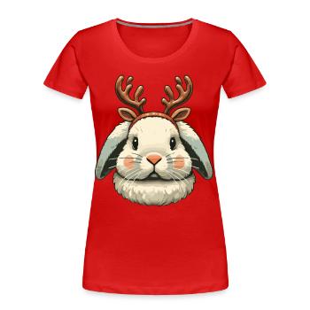 Christmas Cute Reindeer Bunny Design - Women's Premium Organic T-Shirt - navy - Front - Mia (176cm)
