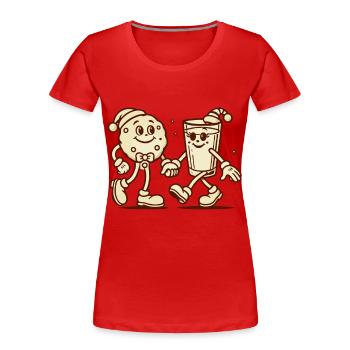 Fröhliche Keks Und Milch Freunde Weihnachtszeit - Frauen Premium Bio T-Shirt - Navy - Vorne - Mia (176cm)