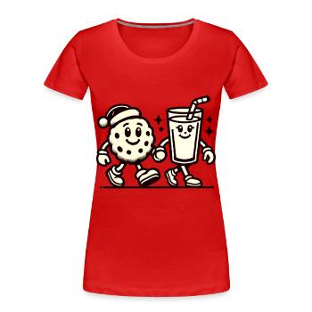 Weihnachten Vintage Keks Und Milch Spaß - Frauen Premium Bio T-Shirt - Navy - Vorne - Mia (176cm)