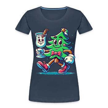 Merry Christmas Tree Retro Style - Women's Premium Organic T-Shirt - navy - Front - Mia (176cm)