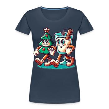 Merry Christmas Retro Style - Women's Premium Organic T-Shirt - navy - Front - Mia (176cm)