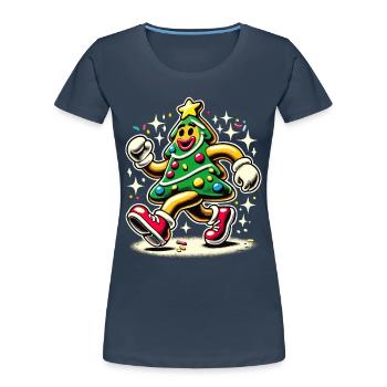 Funny Christmas tree in comic style - Women's Premium Organic T-Shirt - navy - Front - Mia (176cm)