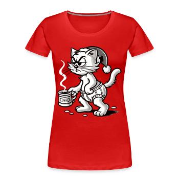 Mürrische Katze Weihnachten Kaffeeliebhaber - Frauen Premium Bio T-Shirt - Navy - Vorne - Mia (176cm)