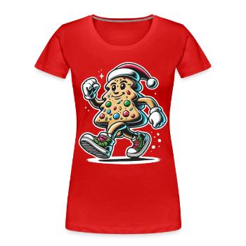 Cheerful gingerbread man with santa hat - Women's Premium Organic T-Shirt - navy - Front - Mia (176cm)