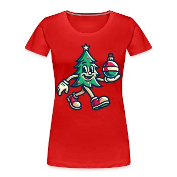 Joyeux sapin de Noël look rétro - T-shirt bio Premium Femme - bleu marine - Devant - Mia (176cm)