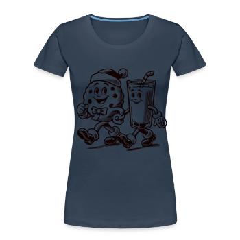 Christmas Vintage Mascot Joy - Women's Premium Organic T-Shirt - navy - Front - Mia (176cm)